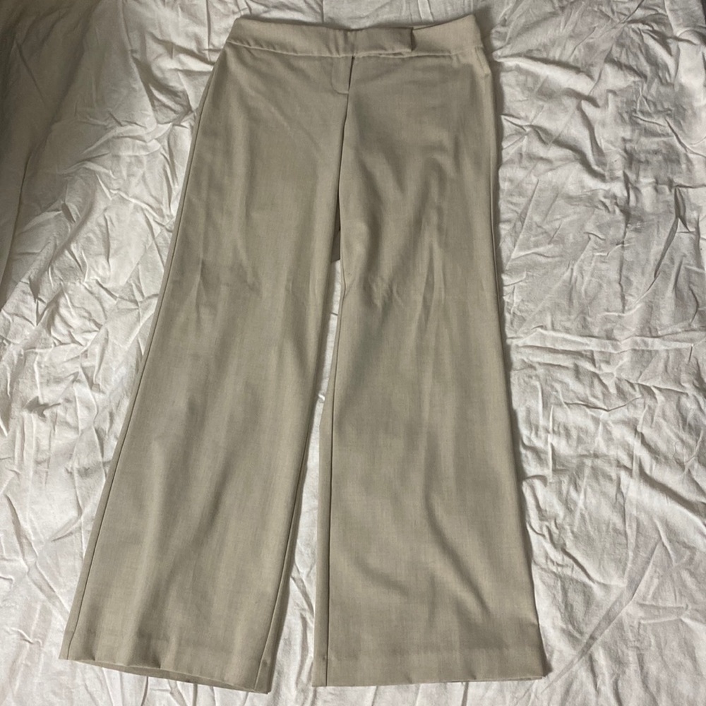 Tan Flare Low-Rise Slacks